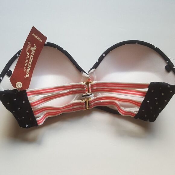 ARIZONA Swimsuit Bikini Top Strapless Stars Underwire New Womens Size Small - Picture 2 of 6